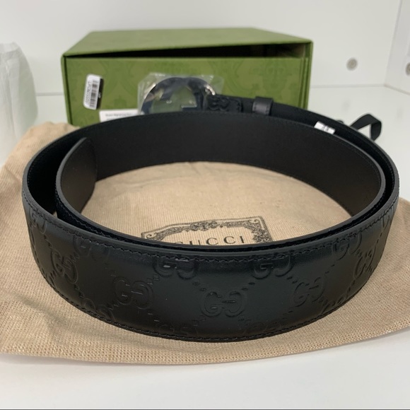 Gucci Signature Leather Belt Black Men’s 95 - Picture 11 of 16